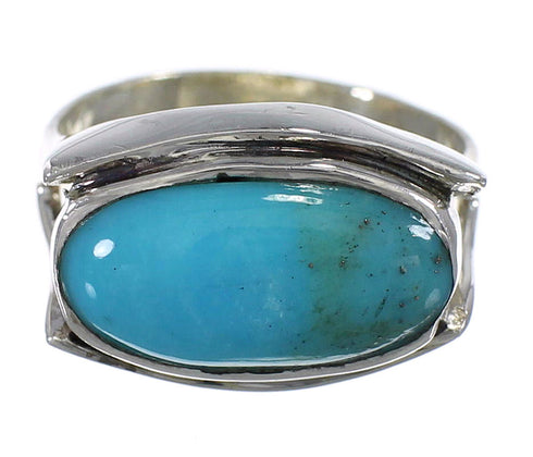 Southwestern Turquoise Silver Ring Size 7-1/2 QX83766